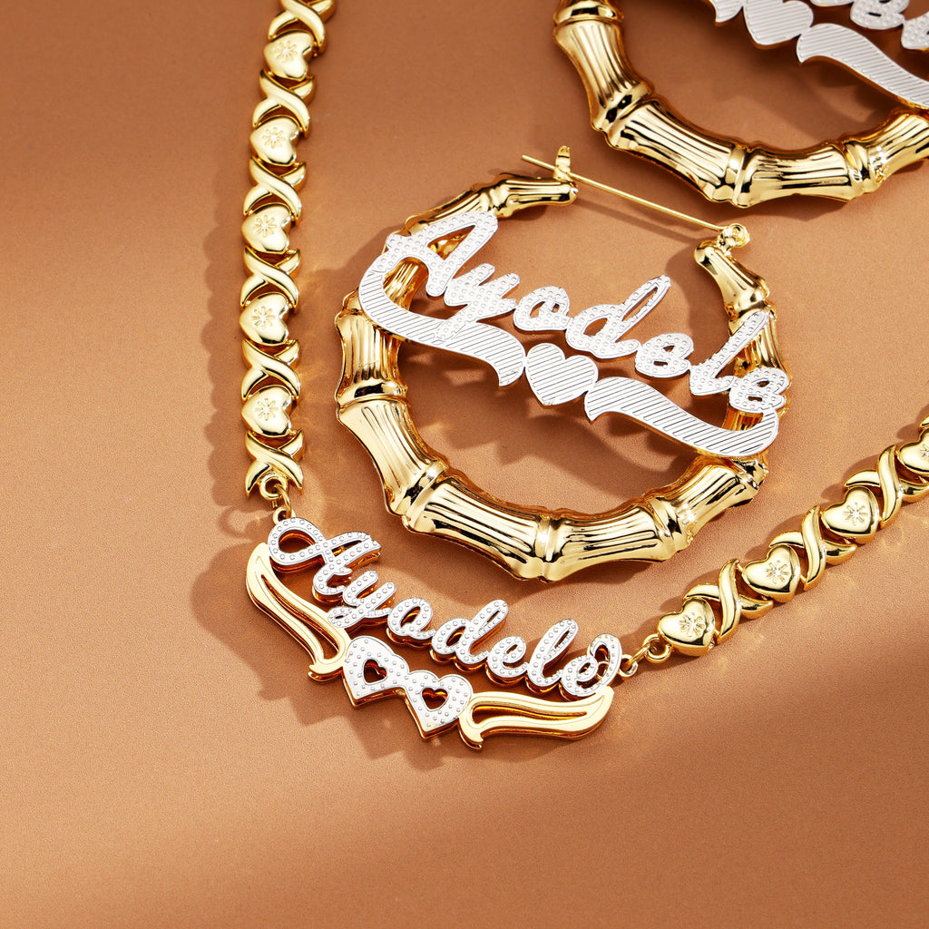 Chiseled Bamboo Dreams Personalized Jewelry Set