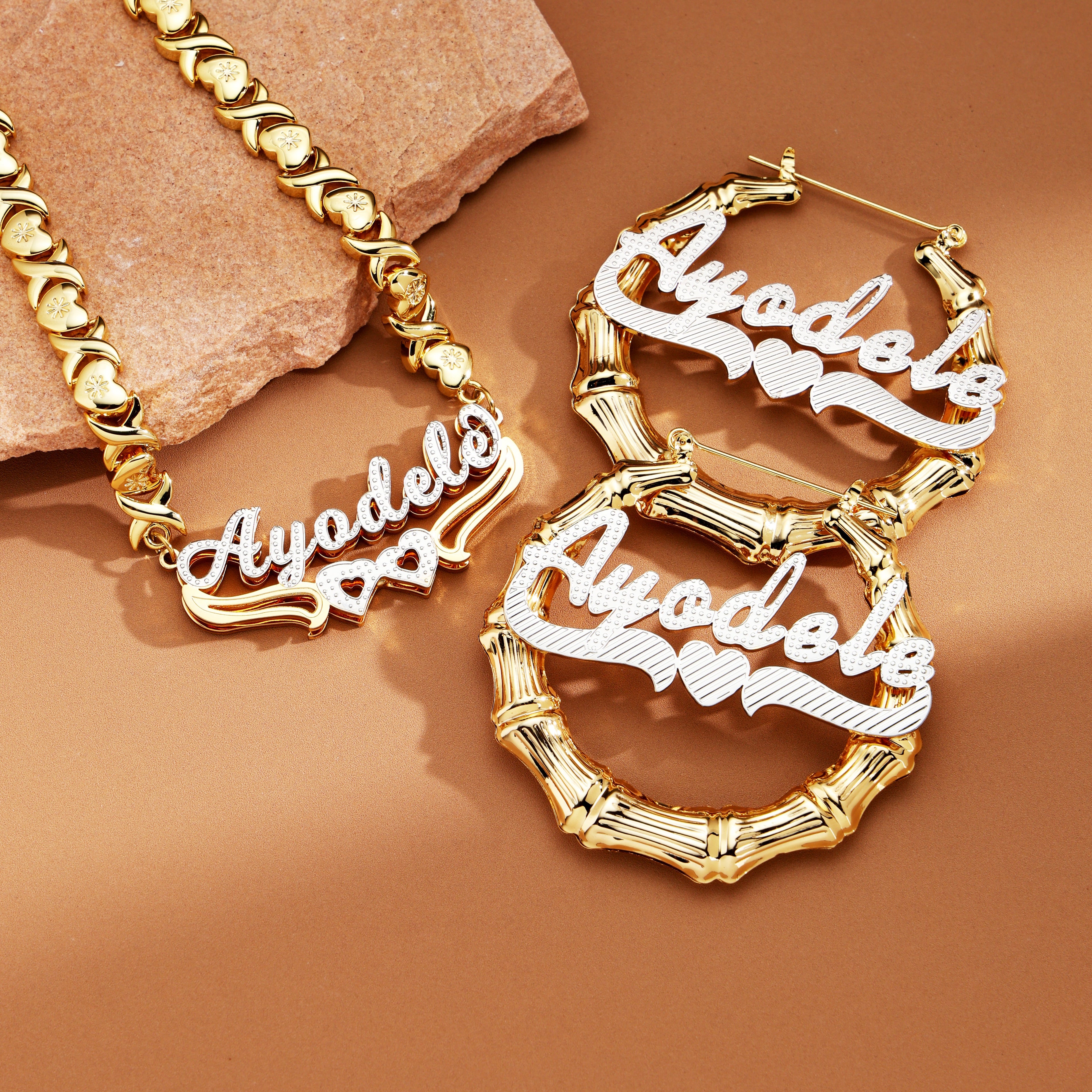 Chiseled Bamboo Dreams Personalized Jewelry Set