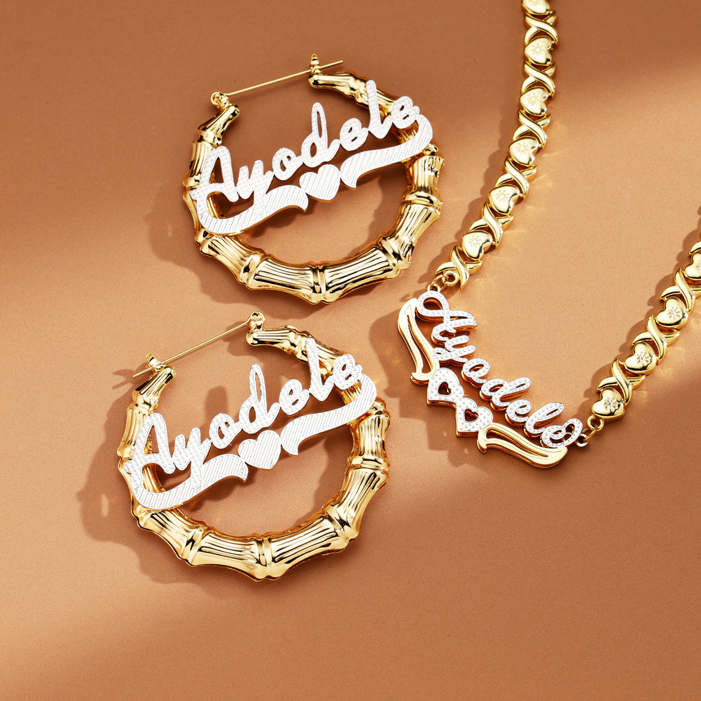 Chiseled Bamboo Dreams Personalized Jewelry Set