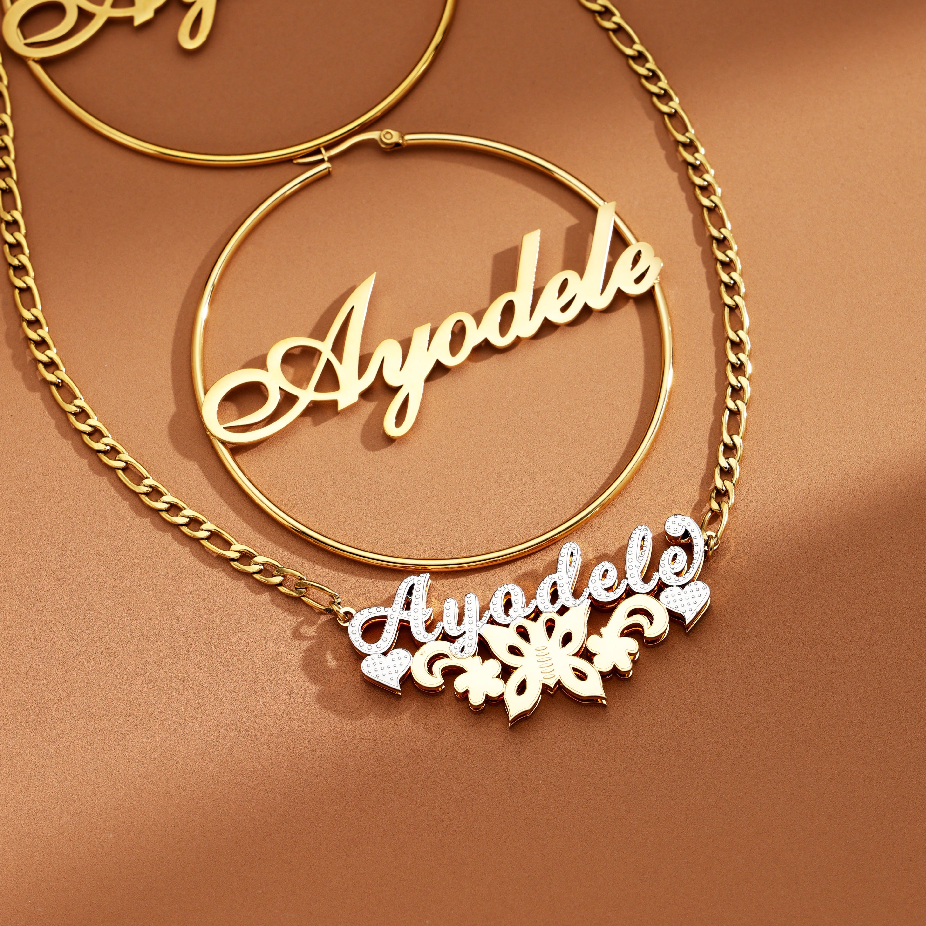 Butterfly Heart Custom Name Jewelry Set