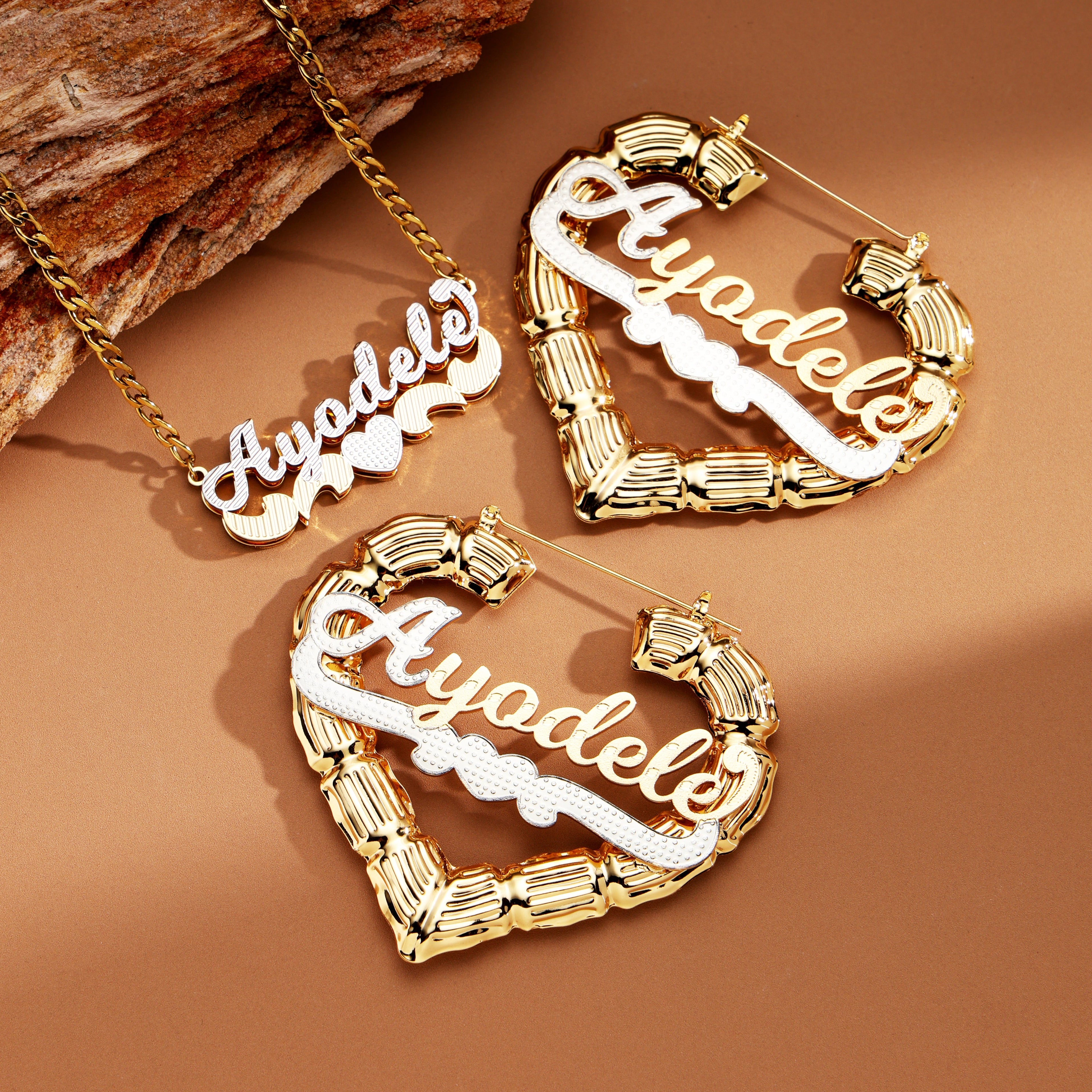 Bamboo Love Knot Custom Jewelry Set