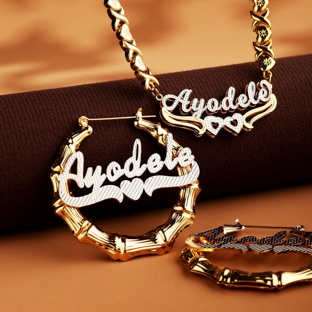 Chiseled Bamboo Dreams Personalized Jewelry Set