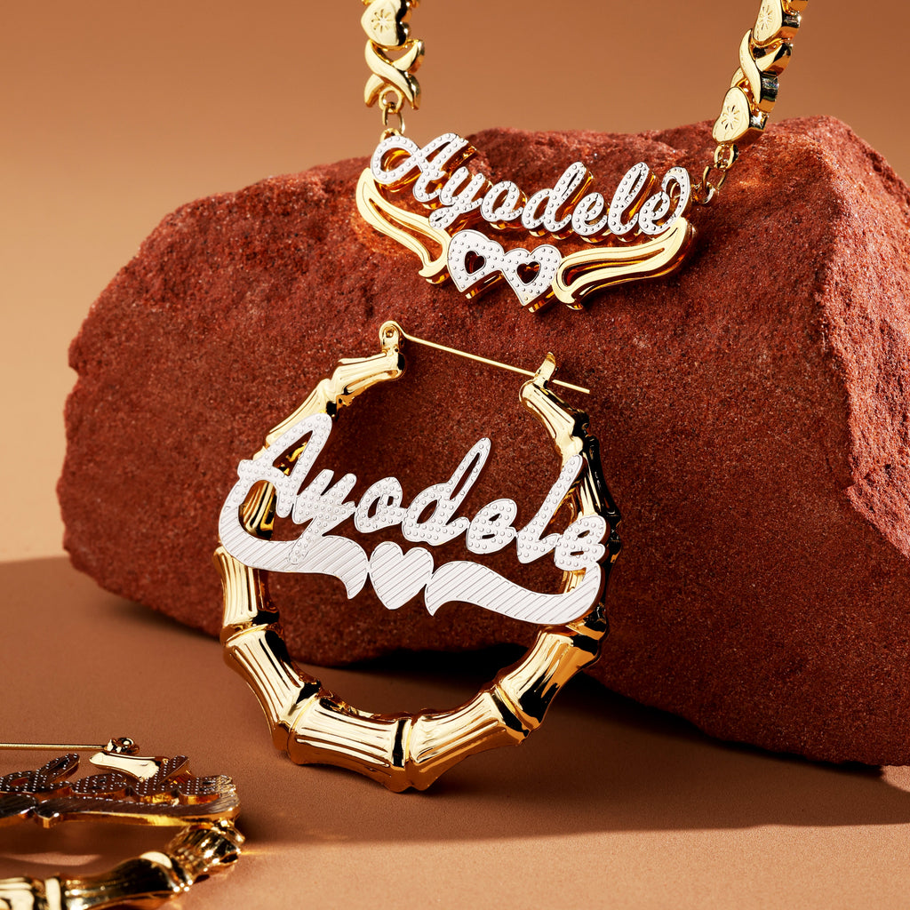 Chiseled Bamboo Dreams Personalized Jewelry Set