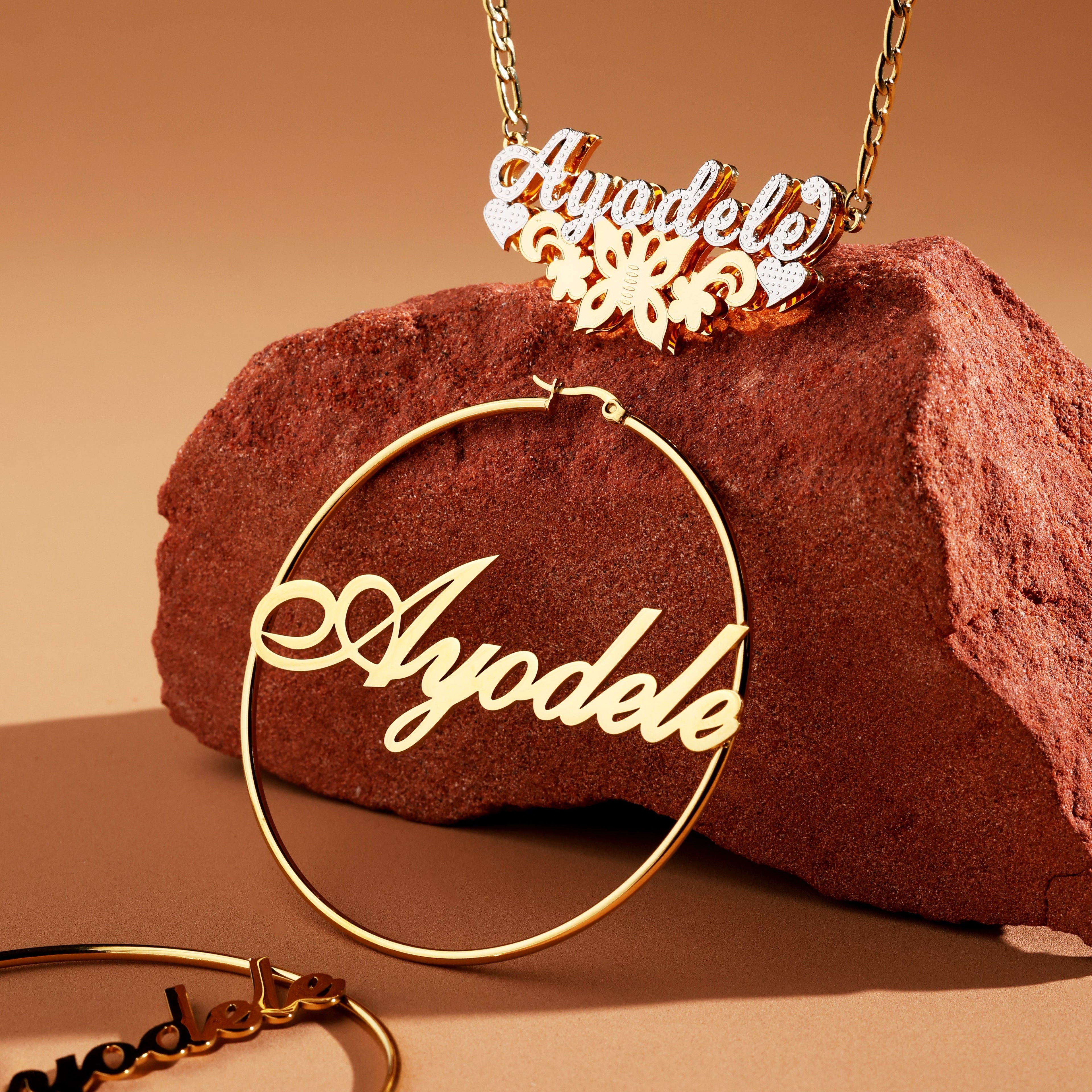 Butterfly Heart Custom Name Jewelry Set