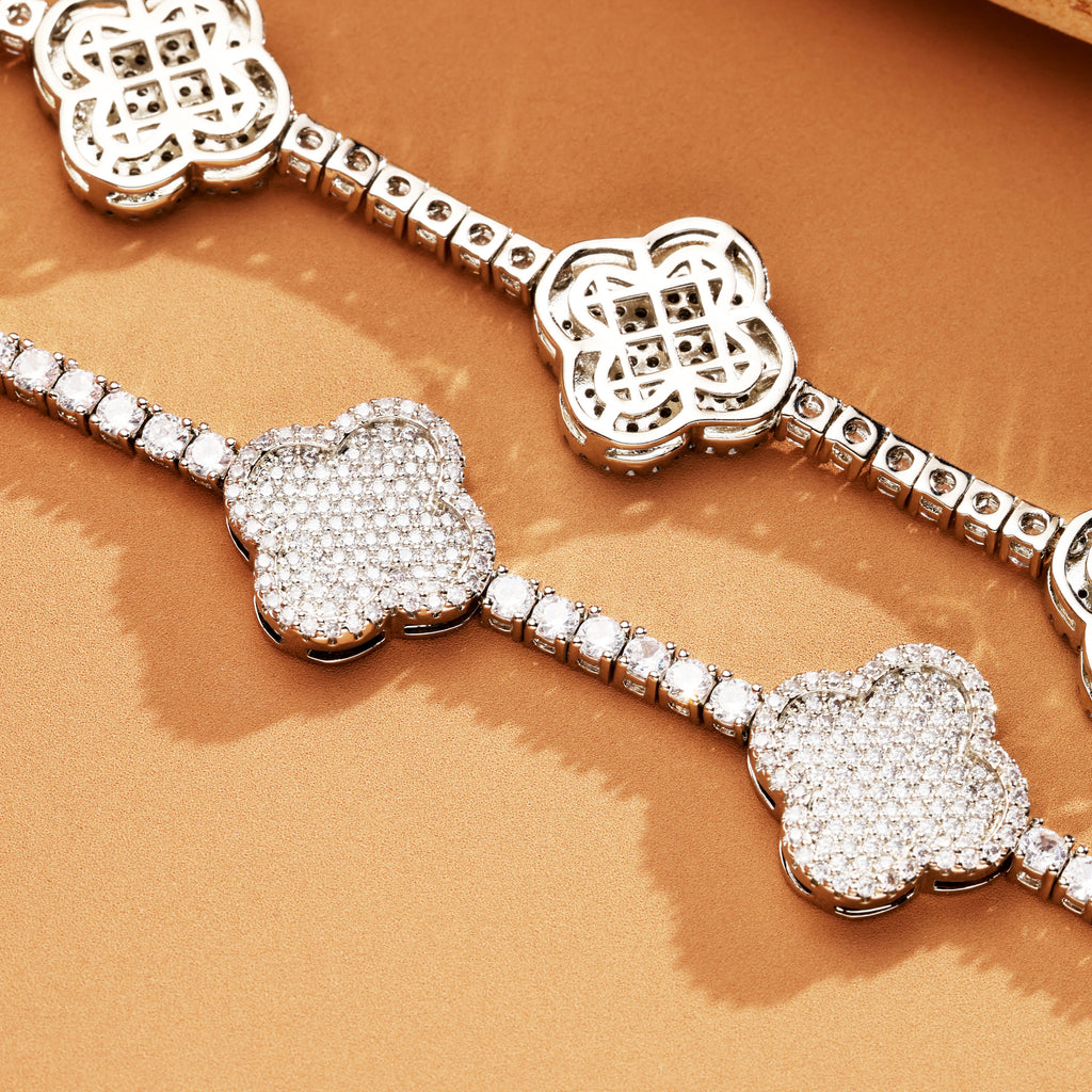 3mm Iced Out Four Leaf Tennis Chain