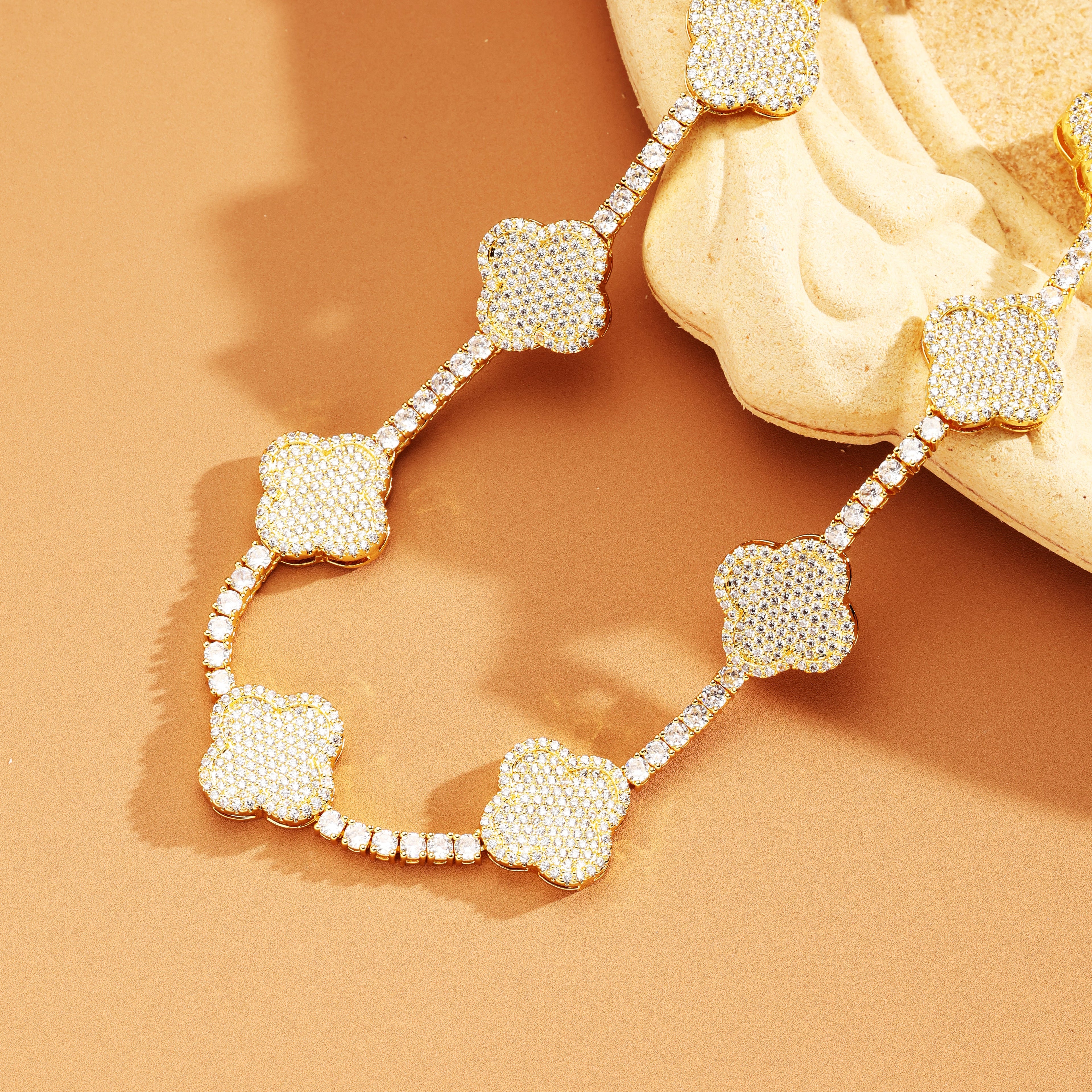 3mm Iced Out Four Leaf Tennis Chain