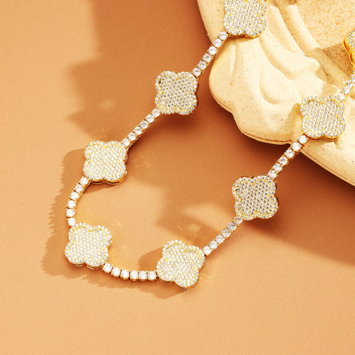 3mm Iced Out Four Leaf Tennis Chain