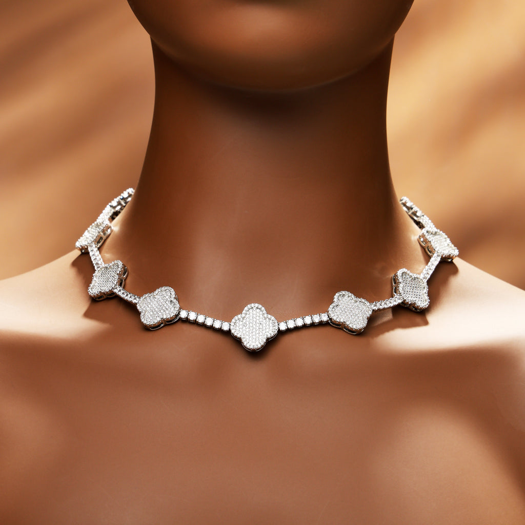 3mm Iced Out Four Leaf Tennis Chain