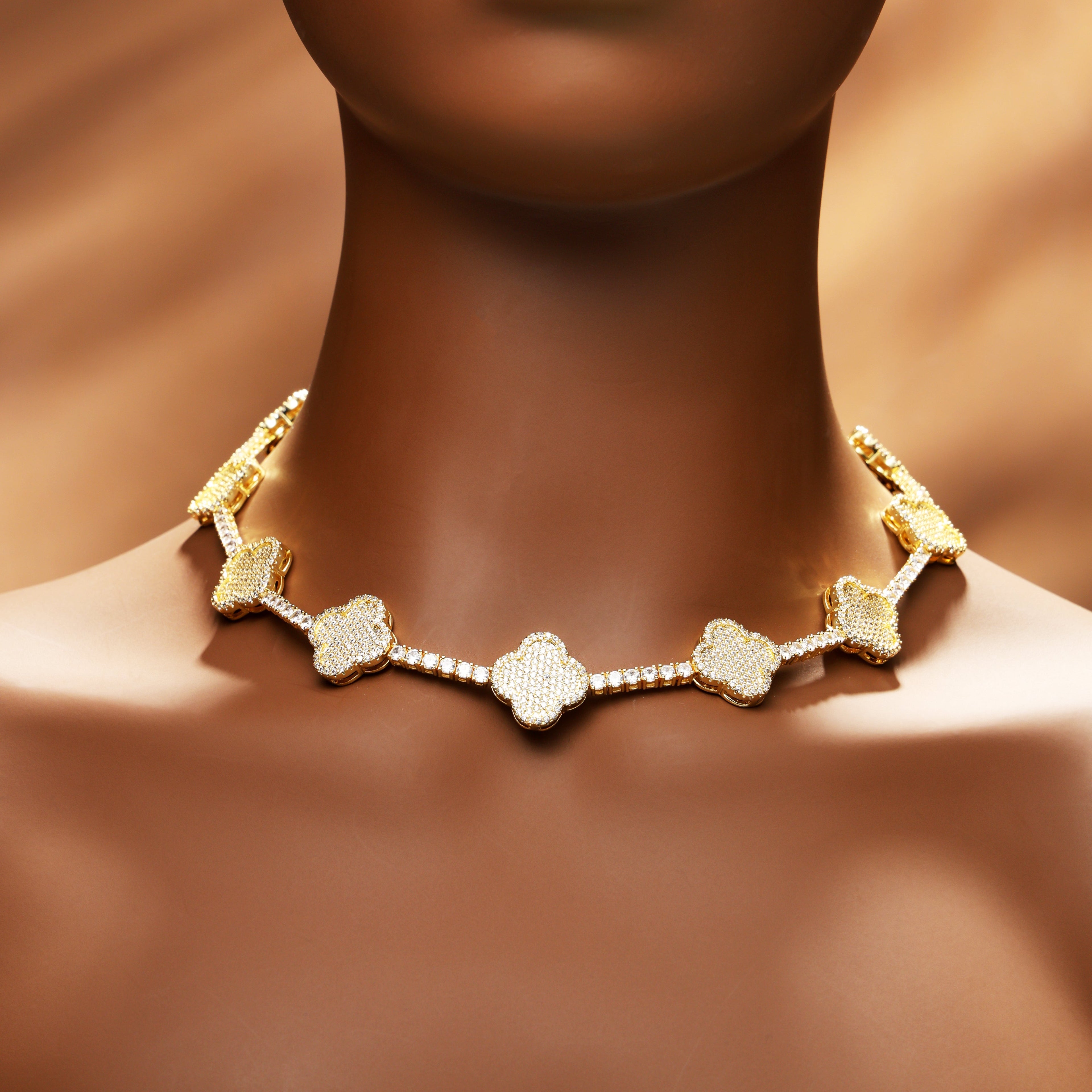 3mm Iced Out Four Leaf Tennis Chain